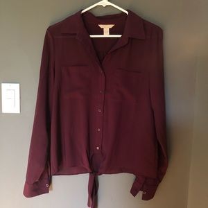 Banana Republic Maroon Long Sleeve Button Down